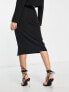 Фото #7 товара Extro & Vert Petite midi skirt with split in black co-ord