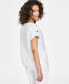 Women's Linen-Blend Button-Shoulder Short-Sleeve Top, Regular & Petite