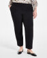 Фото #1 товара Plus Size Flat-Front Straight-Leg Mid Rise Pants