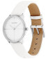 ფოტო #2 პროდუქტის Unisex White Leather Strap Watch 35mm