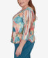 Plus Size Sedona Sky Spliced Floral Brushstroke Stripes Top