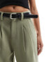 Stradivarius tailored trouser with belt in khaki 34 - фото #10