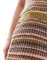 Фото #3 товара COLLUSION knitted stripe shorts co-ord in pink and brown