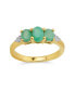 ფოტო #1 პროდუქტის Past Present Future 3 Stone 2CTW Natural Green Emerald Trilogy Trinity Ring for Women Yellow 14K Gold Plated .925 Sterling Silver May Birthstone