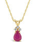 ფოტო #2 პროდუქტის Ruby (1/2 ct. t.w.) and Diamond Accent Pendant Necklace in 14k Yellow Gold (Also in Sapphire & Emerald)