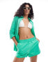 Mango elasticated waist co-ord shorts in green