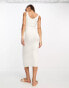 Pieces v neck knitted maxi dress in white