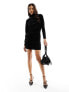 Фото #3 товара River Island cowl neck ruched mini dress in black