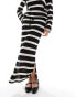 Object sheer knitted maxi skirt co-ord in mono stripe