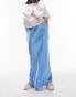 Topshop satin bias maxi skirt in blue