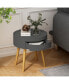 Фото #5 товара Modern Gray Coffee Table with Drawer and Oak Legs