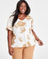 ფოტო #5 პროდუქტის Plus Size Printed Double-Tiered V-Neck Top