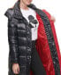 Karl Lagerfeld Womens Shine Hooded Belted Puffer Coat