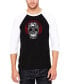 Фото #1 товара Men's Raglan Baseball 3/4 Sleeve Music Notes Skull Word Art T-shirt