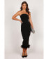 ფოტო #1 პროდუქტის Women's Clara Feather Trim Midi Dress - Black