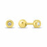 Minimalist gold-plated earrings with clear zircons EA926Y