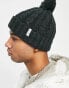 Фото #4 товара Farah logo cable knit bobble beanie hat in charcoal