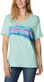 Columbia 280513 Bluebird Day Relaxed V Neck, Mint Cay Heather, Size 1X Plus
