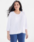 Фото #1 товара Style & Co Plus Size Cotton V-Neck 3/4-Sleeve Top, Created for