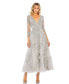 ფოტო #1 პროდუქტის Women's Embellished Wrap Over 3/4 Sleeve Dress