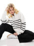 Фото #1 товара Bershka 1/4 zip sweatshirt in black & white stripe