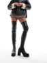 Фото #5 товара ASOS DESIGN Karma heeled cleated over the knee boots in black