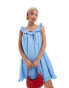 Фото #1 товара Neon Rose bow detail cami mini smock dress in baby blue