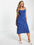 Фото #1 товара Trendyol cami midi dress in cobalt spot