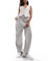 Фото #2 товара Vero Moda tailored high waisted relaxed straight leg trousers with belt loop detail in grey pinstripe