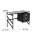 Two Drawer Pedestal Desk With Tempered Glass Top And Metal Frame