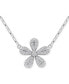 ფოტო #1 პროდუქტის Cubic Zirconia Pavé Flower Pendant Necklace in Sterling Silver, 16" + 2" extender, Created for Macy's