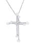 Фото #1 товара Macy's cultured Freshwater Pearl (2 - 3-1/2mm) Double Cross Pendant Necklace in Sterling Silver, 16" + 2" extender