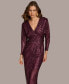 ფოტო #4 პროდუქტის Donna Karan Women's Sequin Long-Sleeve Gown