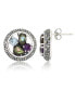 ფოტო #1 პროდუქტის Marcasite, Amethyst (3/8 ct. t.w.) , Abalone (1-1/2 ct. t.w.) and Blue topaz (5/8 ct. t.w.) Round Post Earrings in Sterling Silver