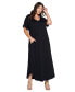ფოტო #1 პროდუქტის Plus Size Short Sleeve Pocket Maxi Dress