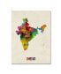 Фото #1 товара Michael Tompsett 'India Watercolor Map' Canvas Art - 14" x 19"