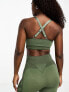 Фото #8 товара Hummel Seamless mesh insert sports crop top in dark green