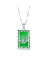 Фото #1 товара Sterling Silver Rectangle w/Dragon Design Jade Necklace