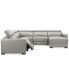 Фото #25 товара Nevio 124" 5-Pc. Leather Sectional with 1 Power Recliner, Headrests and Chaise, Created For Macy's