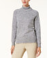Karen Scott Women's Marled Cotton Turtleneck Sweater Winter White Combo S