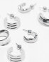 Topshop Martha pack of 4 mixed hoop earrings in silver tone