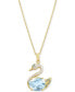 ფოტო #1 პროდუქტის Multi-Topaz Swan 18" Pendant Necklace (4-1/4 ct. t.w.) in 14k Gold-Plated Sterling Silver