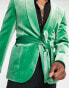 Фото #3 товара ASOS DESIGN super skinny velvet smoking jacket in bright green