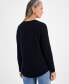 Фото #2 товара Women's Cotton Curved-Hem Stitch Sweater, Created for Macy's