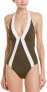 Фото #1 товара Vince Camuto Women's 181822 Color Block Halter One-Piece Swimwear Size 10