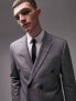 Фото #3 товара Topman skinny double breasted textured suit jacket in grey