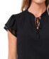 Фото #3 товара Women's Tie-Neck Flutter-Sleeve Short Sleeve Blouse