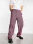 ASOS DESIGN smart wide wool mix trousers in burgundy puppytooth