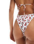 Motel veroly cherry print tie side bikini bottom in white