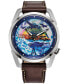 ფოტო #1 პროდუქტის Eco-Drive Men's Avatar Brown Leather Strap Watch 42mm